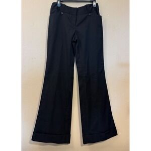 Star City Trousers Women 9 Black Wide Leg Cuffed Mid Rise Career Dress Pants Y2K